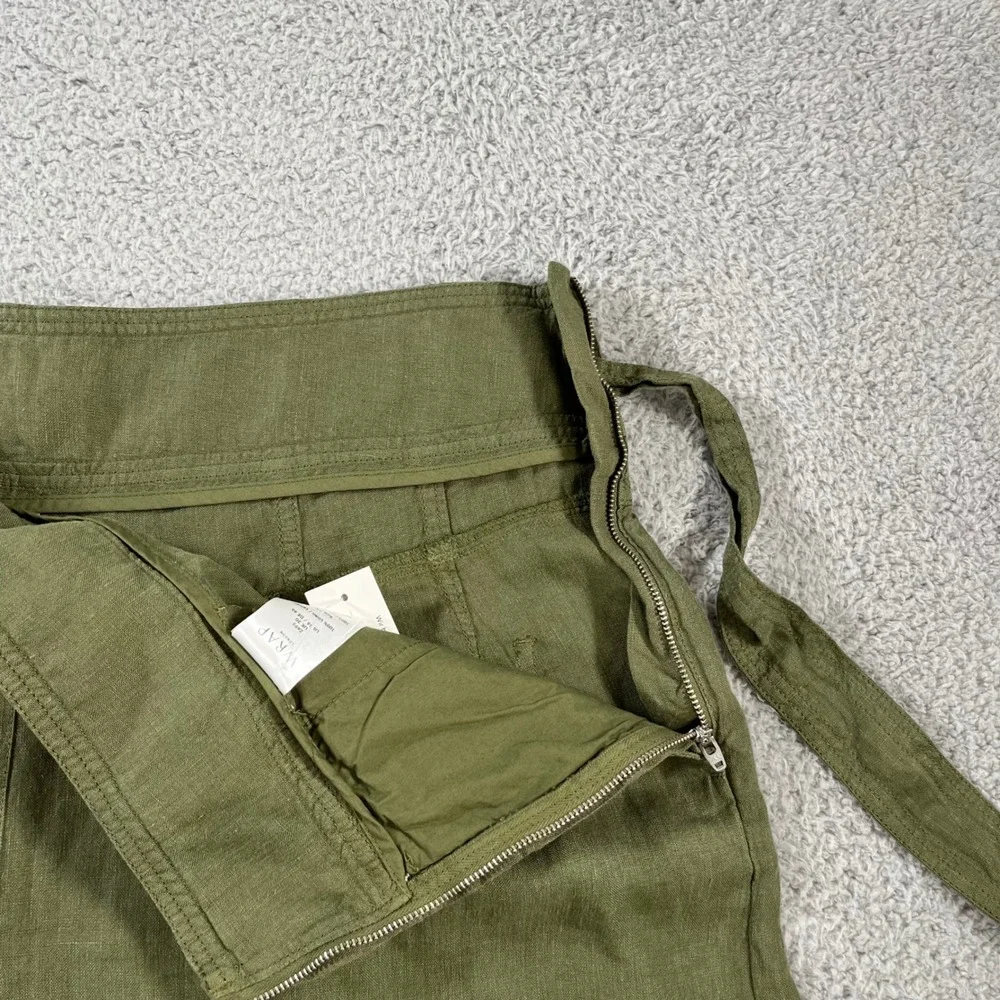 Wrap London Forest Green 100% Linen Belted Shorts Size US 16 NWT - Picture 14 of 16